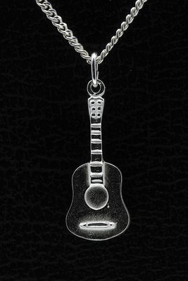 Zilveren Gitaar ketting hanger