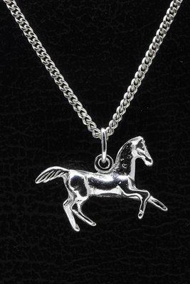 Zilveren Paard ketting hanger - in galop