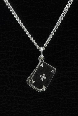 Zilveren Poker ketting hanger