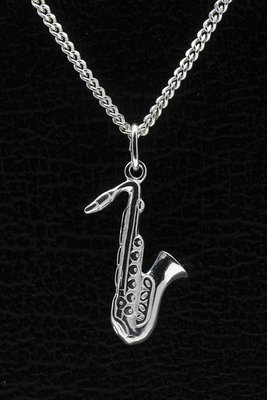 Zilveren Saxofoon ketting hanger
