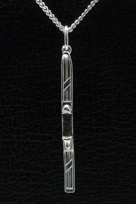Zilveren Ski ketting hanger - enkel