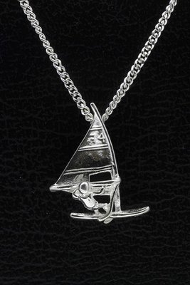 Zilveren Surfer ketting hanger - met nummer