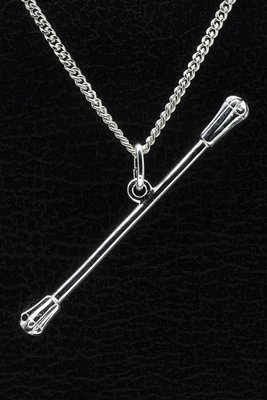 Zilveren Baton - Twirl stokje ketting hanger