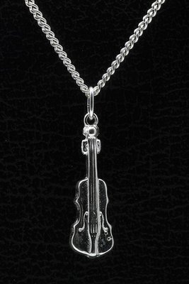Zilveren Viool of Cello ketting hanger