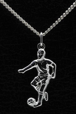 Zilveren Voetballer ketting hanger - groot