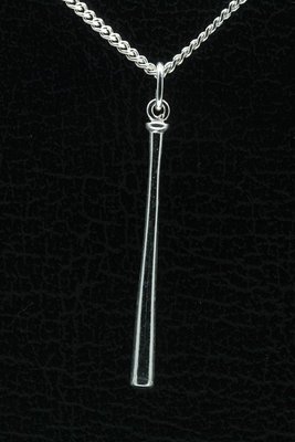 Zilveren Honkbalknuppel ketting hanger - lang