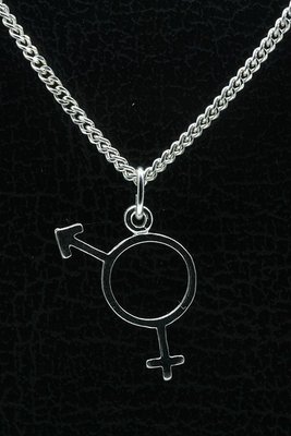 Zilveren Man/vrouw teken ketting hanger - 2