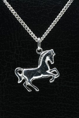Zilveren Paard ketting hanger - groot