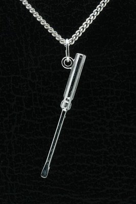 Zilveren Schroevendraaier ketting hanger - middel