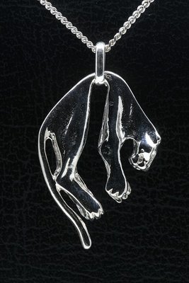 Zilveren Panter ketting hanger - groot