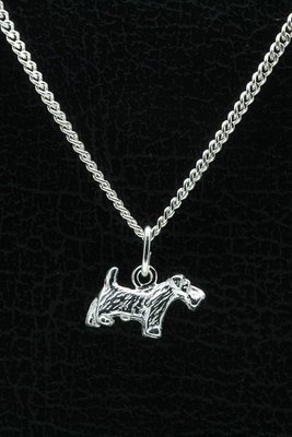 Zilveren Terrier ketting hanger