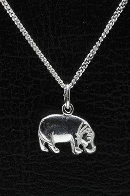 Zilveren Nijlpaard ketting hanger