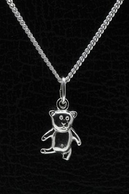 Zilveren Teddybeer ketting hanger - 2