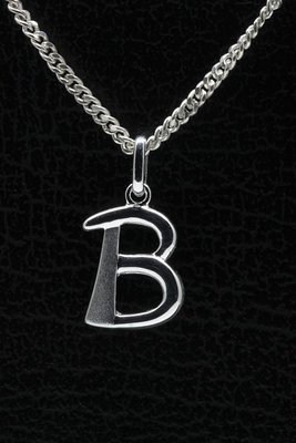 Zilveren letter B hanger - mat/glans