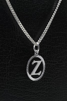 Zilveren letter Z hanger - rond