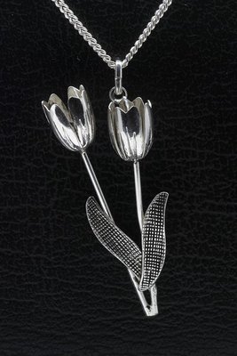 Zilveren Tulpen hanger - duo