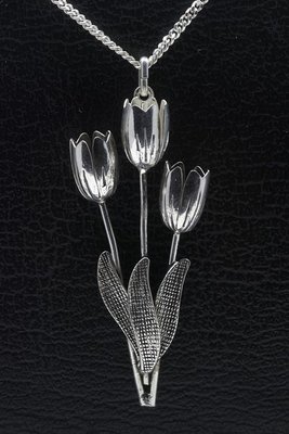Zilveren Tulpen hanger - trio
