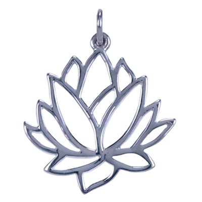Zilveren Lotus hanger - zijaanzicht