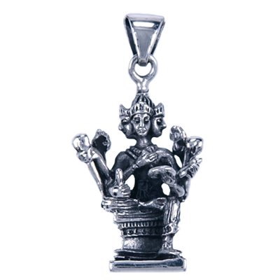 Zilveren Shiva hanger - zittend op zuil
