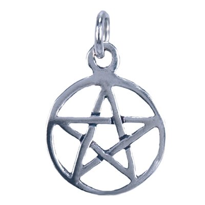 Zilveren Pentagram hanger - in cirkel 16 mm