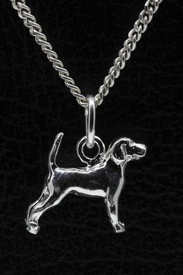 Zilveren Beagle ketting hanger - klein