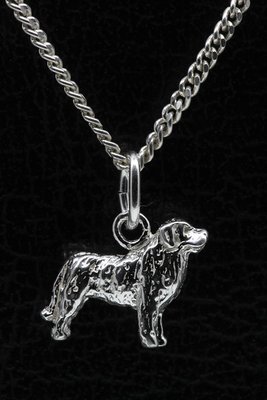 Zilveren Berner sennenhond ketting hanger - klein