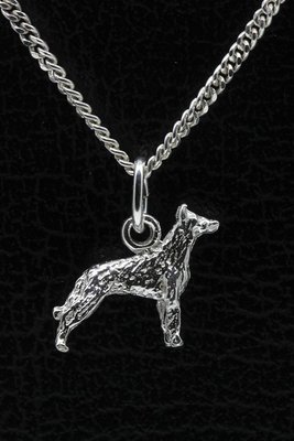 Zilveren Beauceron ketting hanger - oren gecoupeerd - klein