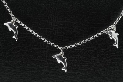Zilveren dolfijnen zilver Kinder armband - 14 cm