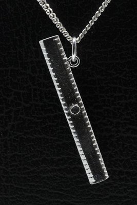 Zilveren Lineaal wiskunde ketting hanger