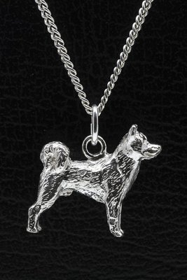 Zilveren Shika inu ketting hanger - groot