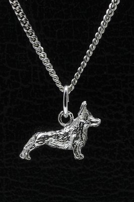 Zilveren Welsh corgi cardigan ketting hanger - klein