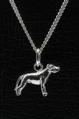 Zilveren Amerikaanse bulldog ongecoupeerd met staart ketting hanger - klein