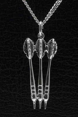 Zilveren Dartpijlenset ketting hanger