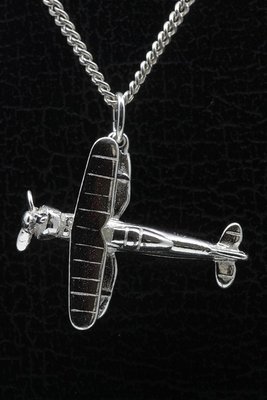 Zilveren Dubbeldekker vliegtuig ketting hanger