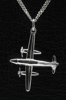 Zilveren Propeller vliegtuig ketting hanger