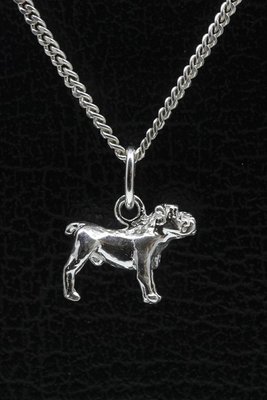 Zilveren Old English bulldog ketting hanger - klein