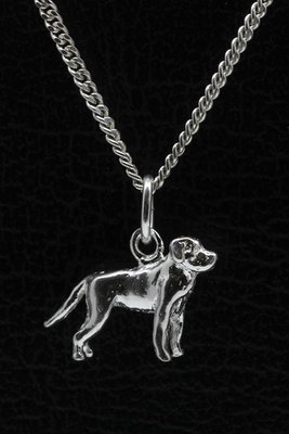 Zilveren Rottweiler met staart ketting hanger - klein