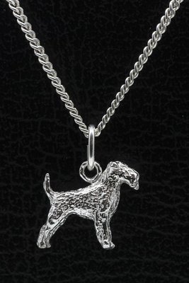 Zilveren Airedale terrier ketting hanger - klein