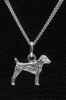 Zilveren Duitse jachtterrier ketting hanger - klein