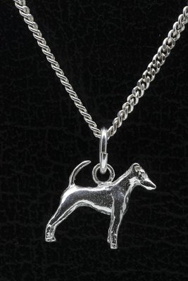 Zilveren Fox terrier gladhaar met staart ketting hanger - klein