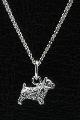 Zilveren Norwich terrier ketting hanger - klein