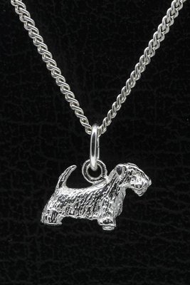 Zilveren Saelyham terrier met staart ketting hanger - klein