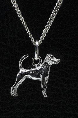 Zilveren Jack russell terrier parson gladhaar met staart ketting hanger - klein