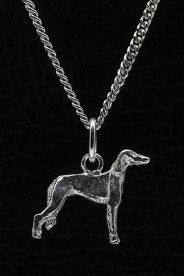 Zilveren Saluki ketting hanger - klein