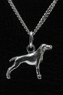 Zilveren Vizsla staande hond korthaar ketting hanger - klein