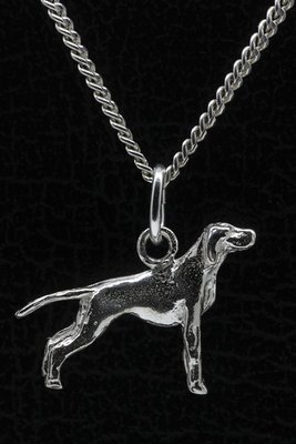 Zilveren Vizsla staande hond korthaar met staart ketting hanger - klein