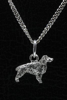 Zilveren Engelse cocker spaniel ketting hanger - klein