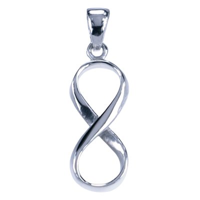 Zilveren Lemniscaat Infinity staand hanger - klein met oog