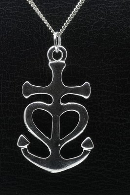 Zilveren Hoop, geloof en liefde ketting hanger - massief XL