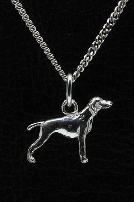 Zilveren Weimaraner korthaar ketting hanger - klein